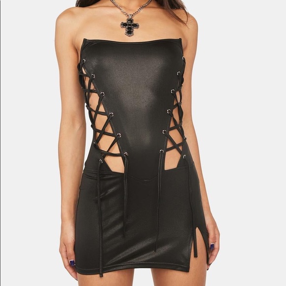 Lace Up Bodycon Cut Out Mini Dress - Picture 6 of 7